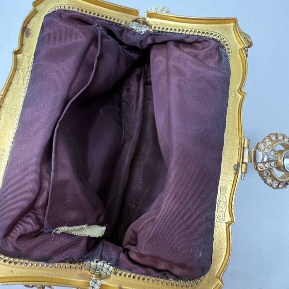 Whiting & Davis Co Mesh Bag USA Made‎ Art Deco Jeweled Closure Vintage - Picture 14 of 16